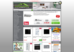 Screenshot der Shop-Webseite von Küchenhaus-Online