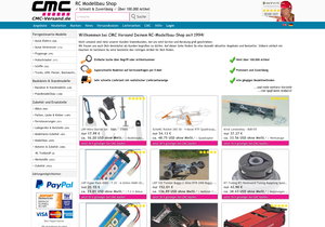 Screenshot der Shop-Webseite von CMC-Versand RC Modellbau Shop