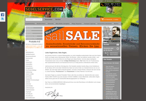 Screenshot der Shop-Webseite von SEGELSERVICE.COM