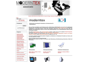 Screenshot der Shop-Webseite von moderntex