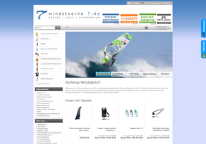 Screenshot der Shop-Webseite von Windstärke 7