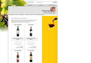 Screenshot der Shop-Webseite von Thomas-Weinregal.de