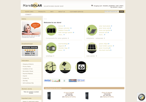 Screenshot der Shop-Webseite von Mare Solar Solartechnik
