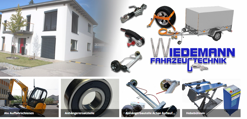 Screenshot der Shop-Webseite von Wiedemann Fahrzeugtechnik