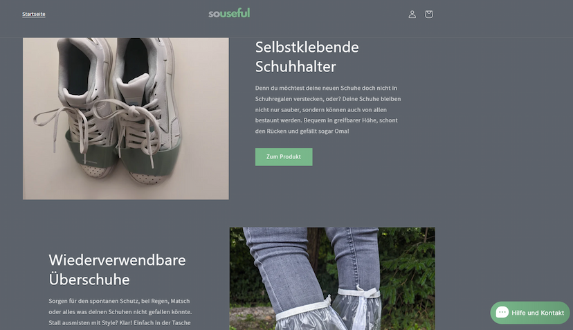 Screenshot der Shop-Webseite von souseful
