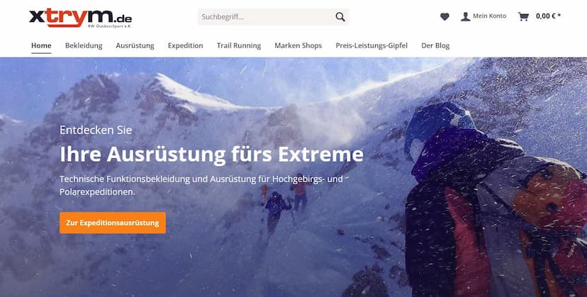 Screenshot der Shop-Webseite von xtrym