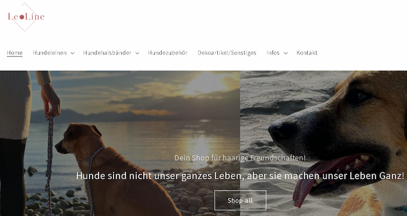 Screenshot der Shop-Webseite von Leo Line