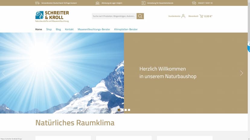 Screenshot der Shop-Webseite von Schreiter & Kroll