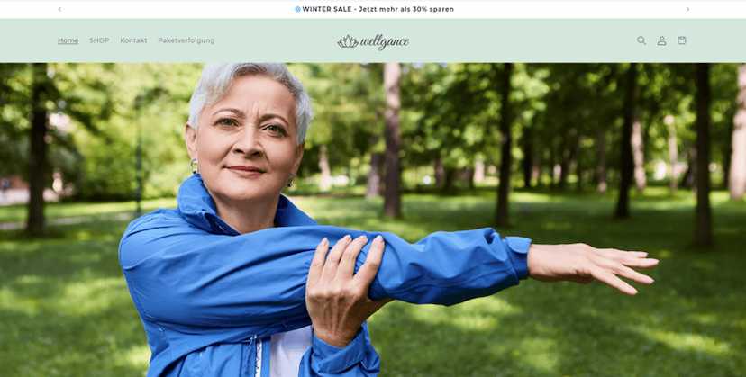 Screenshot der Shop-Webseite von wellgance.de