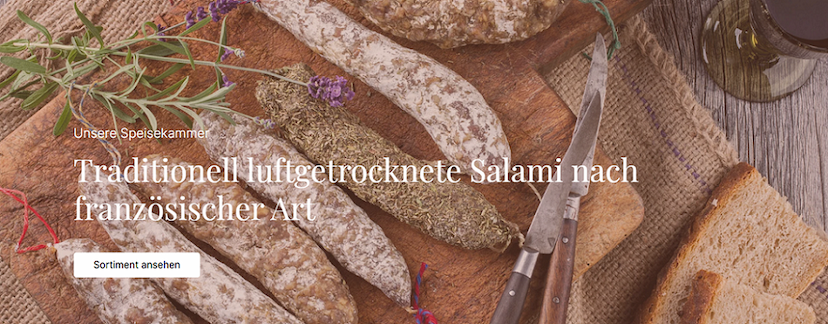 Screenshot der Shop-Webseite von Elsass-Gastro