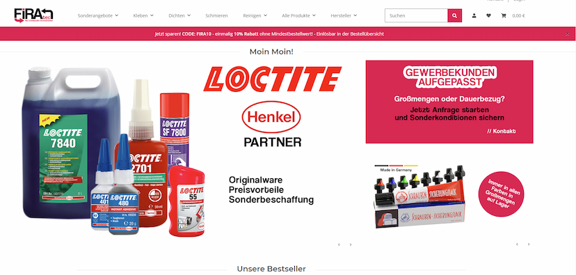 Screenshot der Shop-Webseite von Firatec