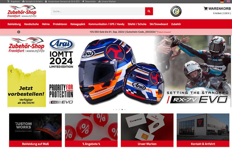 Screenshot der Shop-Webseite von Zubehör-Shop-Frankfurt Schrader e.K.