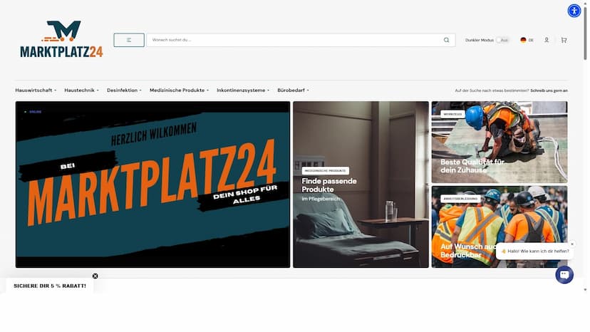 Screenshot der Shop-Webseite von Marktplatz24