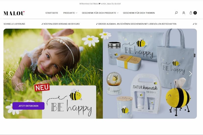 Screenshot der Shop-Webseite von Malou Home Design®