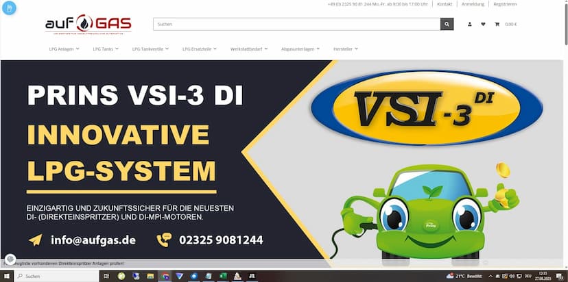Screenshot der Shop-Webseite von aufGAS.de