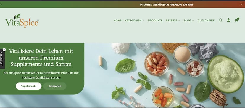 Screenshot der Shop-Webseite von VitaSpice