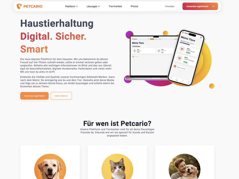 Screenshot der Shop-Webseite von Petcario