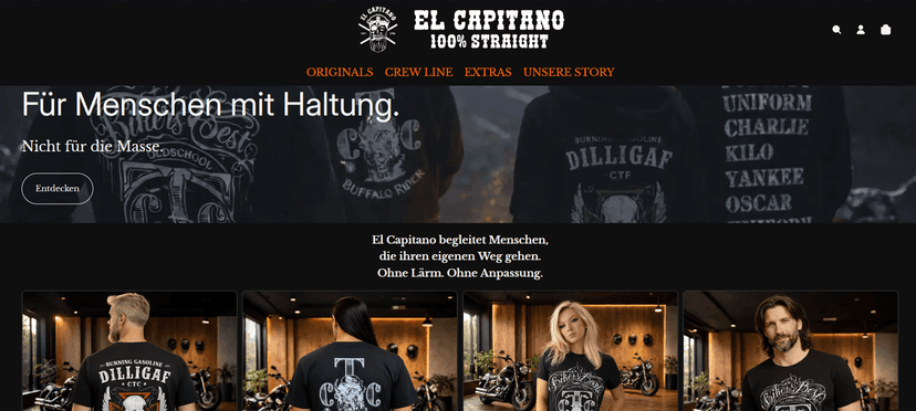 Screenshot der Shop-Webseite von El Capitano