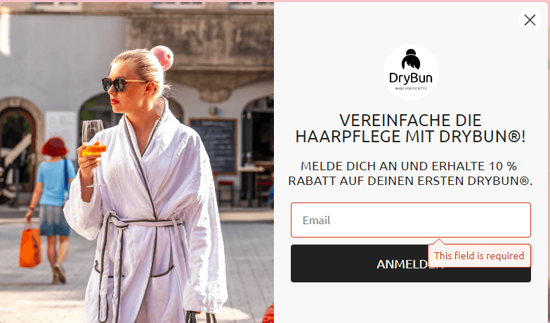 Screenshot der Shop-Webseite von DryBun