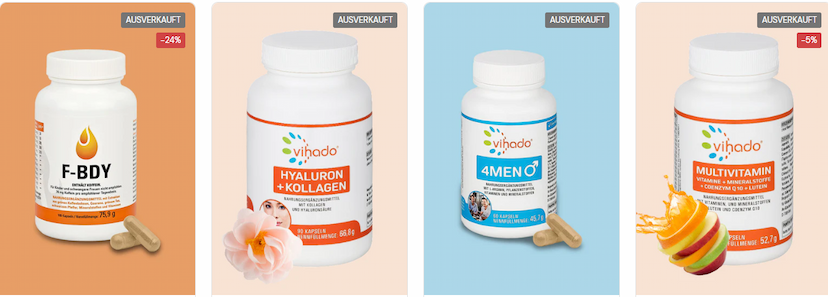 Screenshot der Shop-Webseite von vihado