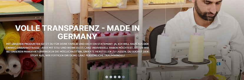 Screenshot der Shop-Webseite von WindelManufaktur