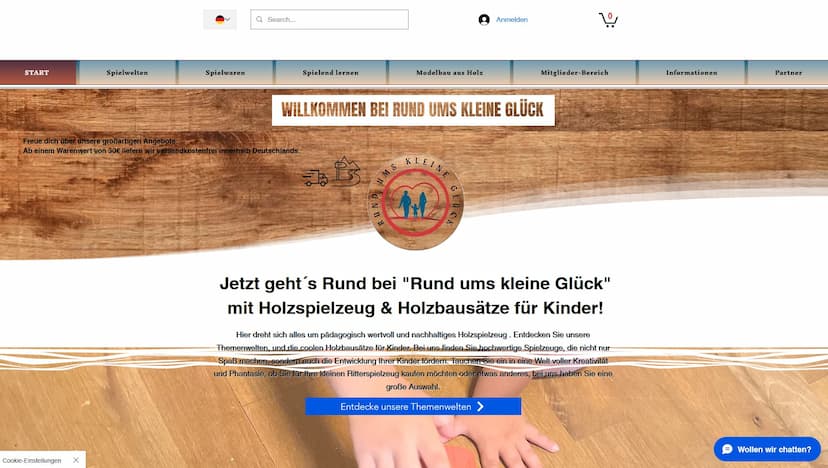 Screenshot der Shop-Webseite von Rund ums kleine Glück Sven Rutzen