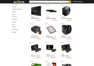 Screenshot der Shop-Webseite von Avitos