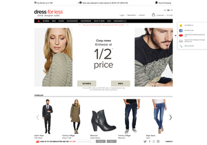 Screenshot der Shop-Webseite von dress-for-less GmbH