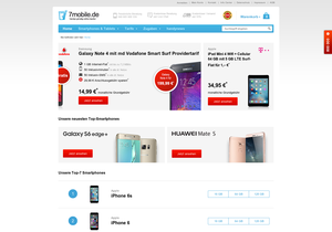 Screenshot der Shop-Webseite von 7mobile.de