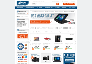 Screenshot der Shop-Webseite von Cyberport