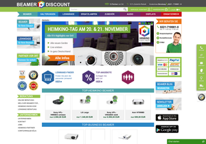 Screenshot der Shop-Webseite von Beamer-Discount.de