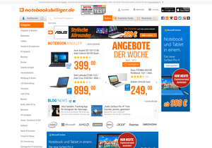 Screenshot der Shop-Webseite von NOTEBOOKSBILLIGER.DE AG