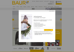 Screenshot der Shop-Webseite von BAUR.de