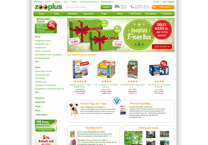 Screenshot der Shop-Webseite von zooplus.de