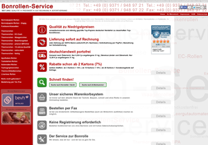 Screenshot der Shop-Webseite von Bonrollen-Service - Kassenrollen & Thermorollen