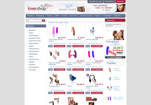 Screenshot der Shop-Webseite von Lovershop