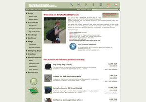 Screenshot der Shop-Webseite von RUCKSACKSHOP.com