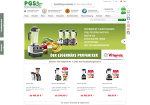 Screenshot der Shop-Webseite von PGS Perfekte Gesundheit Shop
