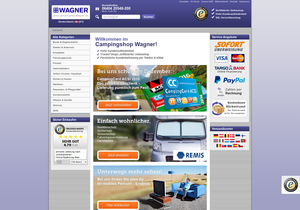 Screenshot der Shop-Webseite von Camping Wagner