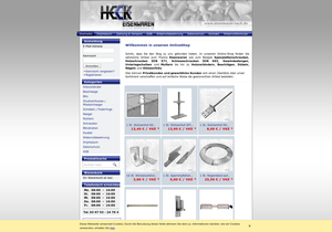 Screenshot der Shop-Webseite von Eisenwaren Heck