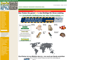 Screenshot der Shop-Webseite von Zoo-Partner.de