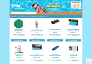 Screenshot der Shop-Webseite von Poolexperte