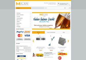 Screenshot der Shop-Webseite von milan-berlin.de