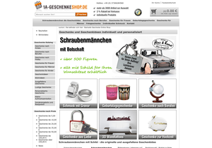 Screenshot der Shop-Webseite von 1a Geschenkeshop