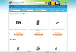 Screenshot der Shop-Webseite von Druckerpatronenhandel
