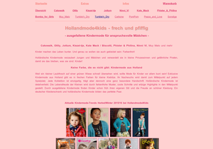 Screenshot der Shop-Webseite von Hollandmode4Kids