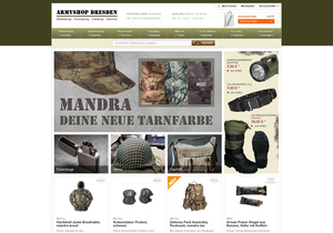 Screenshot der Shop-Webseite von Armyshop Dresden