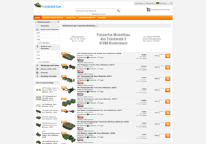 Screenshot der Shop-Webseite von Panzerfux Modellbau