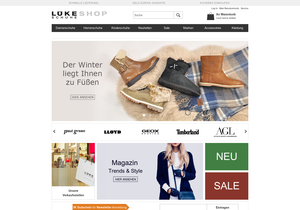 Screenshot der Shop-Webseite von Lüke Schuhe Shop