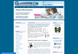 Screenshot der Shop-Webseite von Sanitaetshaus-24.de